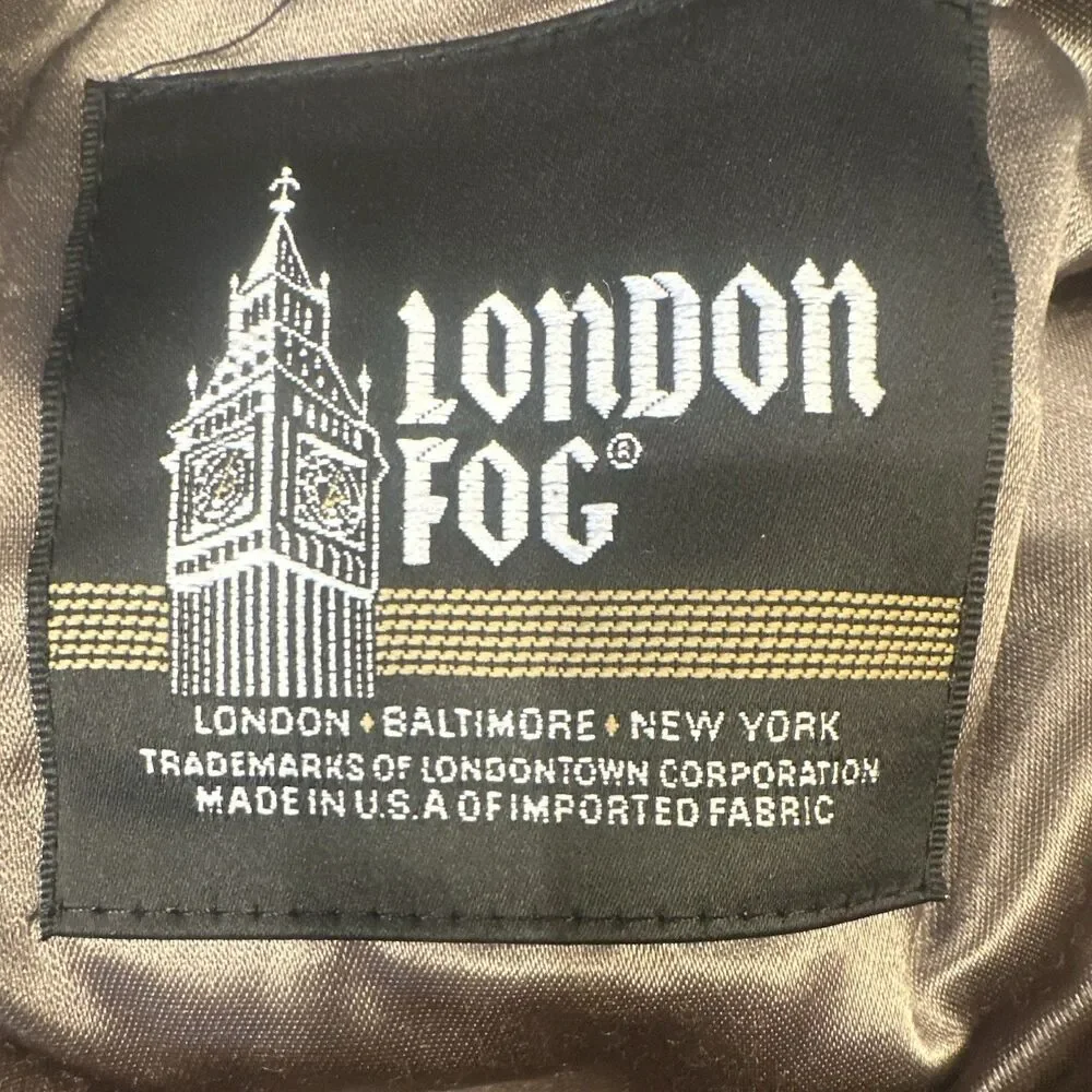 London Fog Mens 40 Long Trench Coat Beige Belted Double Breasted Thinsulate
